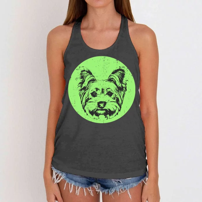 Portrait of Yorkshire Terrier Dog Women's Knotted Racerback Tank