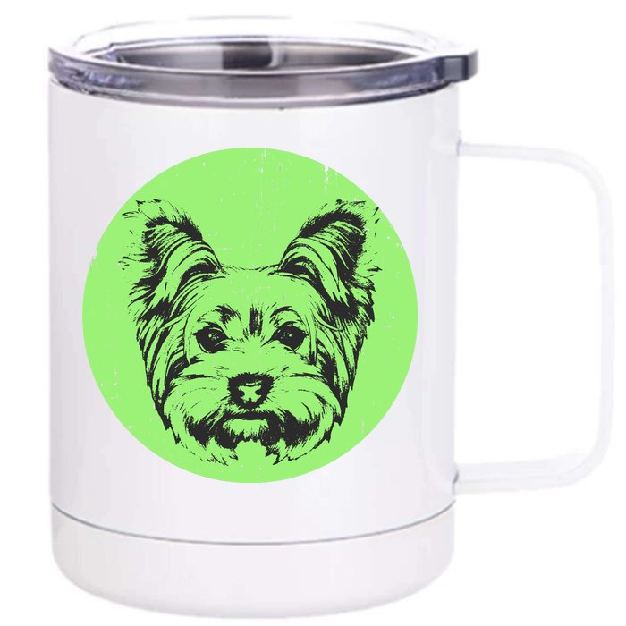 Portrait of Yorkshire Terrier Dog Front & Back 12oz Stainless Steel Tumbler Cup