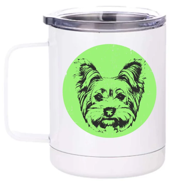 Portrait of Yorkshire Terrier Dog Front & Back 12oz Stainless Steel Tumbler Cup