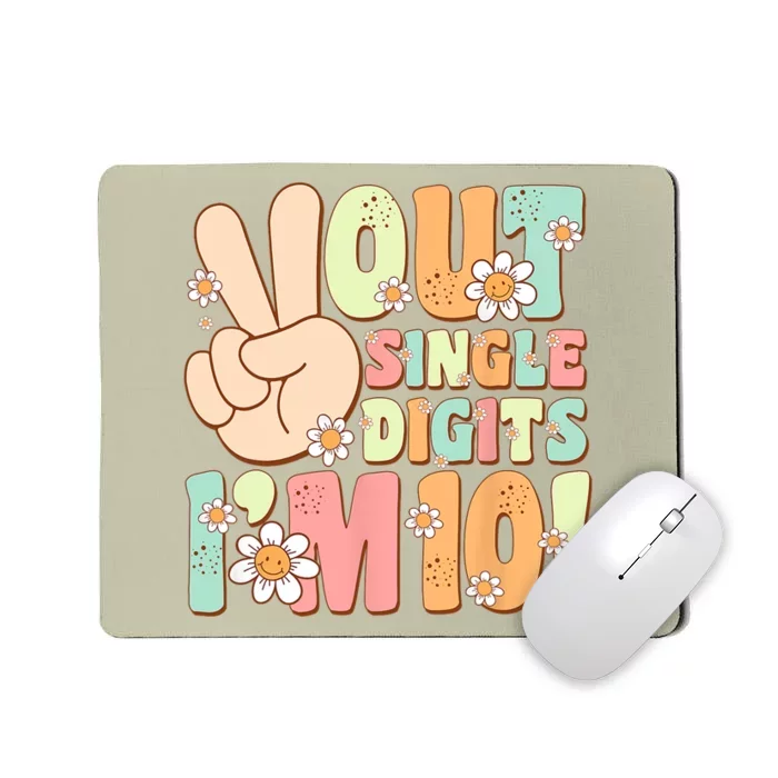 Peace Out Single Digits Retro Groovy 10th Birthday Mousepad