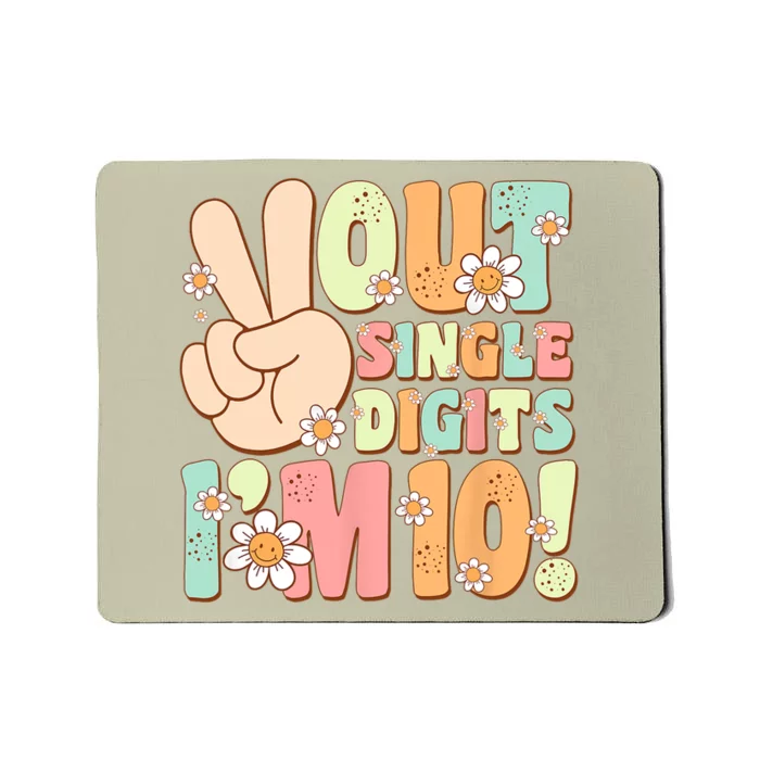 Peace Out Single Digits Retro Groovy 10th Birthday Mousepad