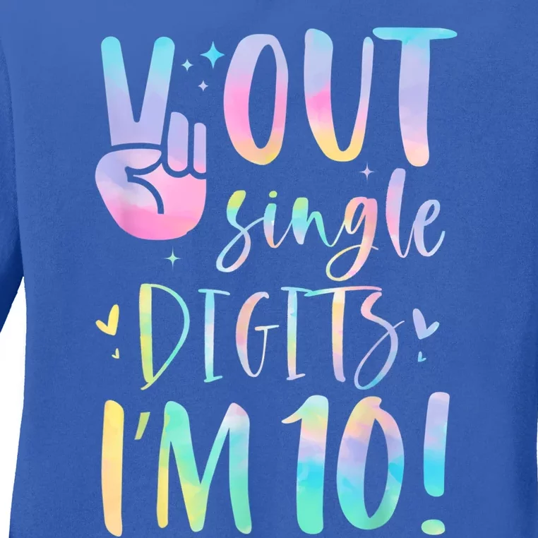 Peace Out Single Digits I'm 10 Year Old 10th Birthday Girl Ladies Long Sleeve Shirt