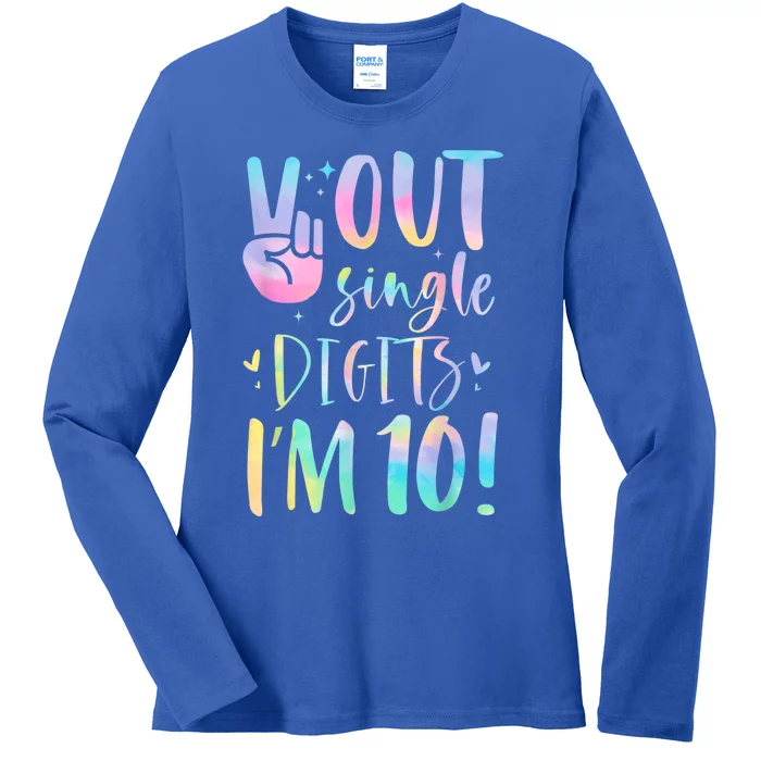 Peace Out Single Digits I'm 10 Year Old 10th Birthday Girl Ladies Long Sleeve Shirt