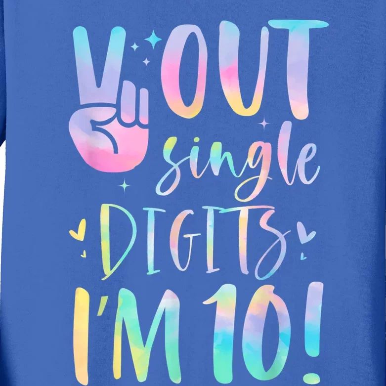 Peace Out Single Digits I'm 10 Year Old 10th Birthday Girl Kids Long Sleeve Shirt