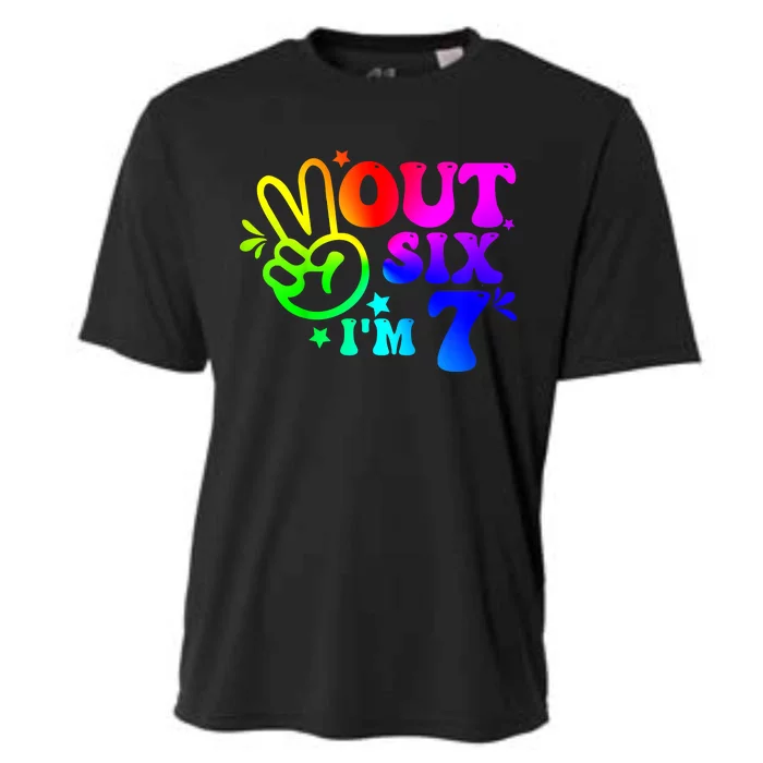 Peace Out Six I'm 7 Year Old 7th Birthday Cooling Performance Crew T-Shirt