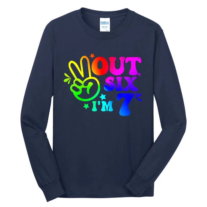 Peace Out Six I'm 7 Year Old 7th Birthday Tall Long Sleeve T-Shirt