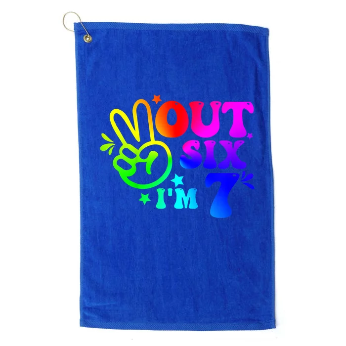 Peace Out Six I'm 7 Year Old 7th Birthday Platinum Collection Golf Towel