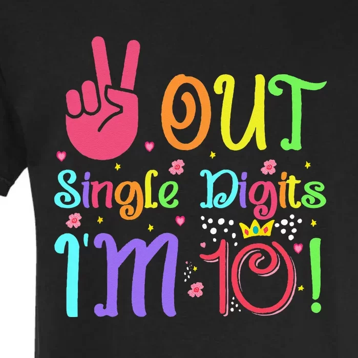 Peace Out Single Digits I'm 10 Year Old 10th Birthday Garment-Dyed Heavyweight T-Shirt