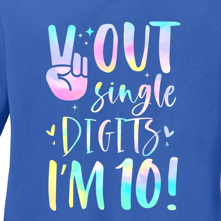 Peace Out Single Digits I'm 10 Year Old 10th Birthday Girl Ladies Long Sleeve Shirt