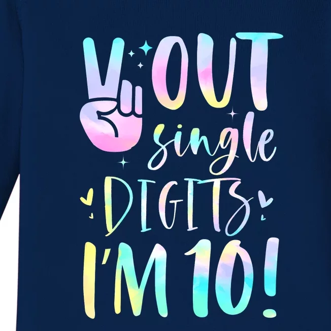 Peace Out Single Digits I'm 10 Year Old 10th Birthday Girl Baby Long Sleeve Bodysuit