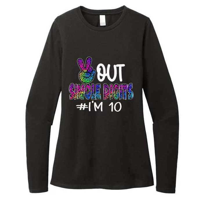 Peace Out Single Digits Im 10 Year Old 10th Birthday Girl Womens CVC Long Sleeve Shirt