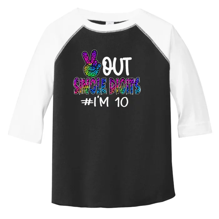 Peace Out Single Digits Im 10 Year Old 10th Birthday Girl Toddler Fine Jersey T-Shirt