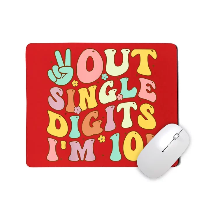 Peace Out Single Digits Retro Groovy 10th Birthday Mousepad