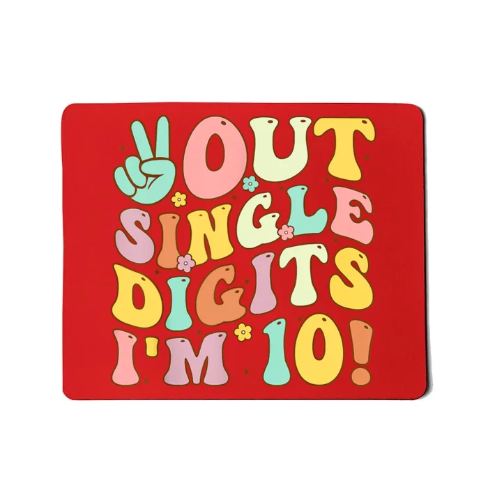 Peace Out Single Digits Retro Groovy 10th Birthday Mousepad