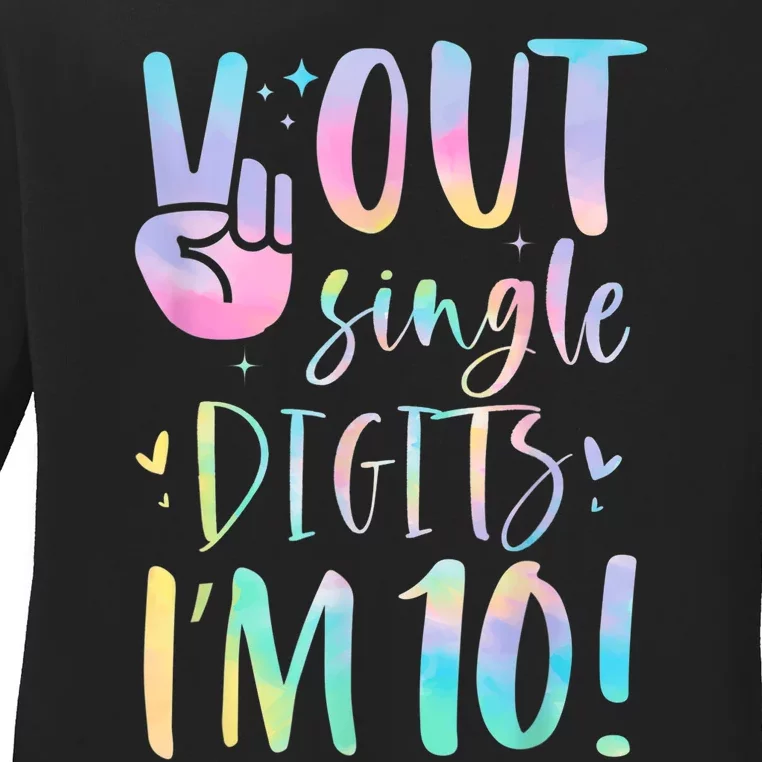 Peace Out Single Digits I'm 10 Year Old 10th Birthday Girl Ladies Long Sleeve Shirt