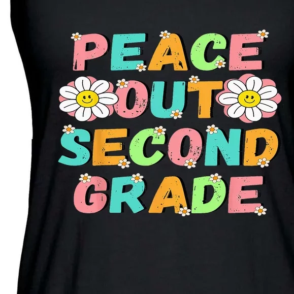 Peace Out Second Grade Cute Groovy Last Day Of 2Nd Grade Ladies Essential Flowy Tank