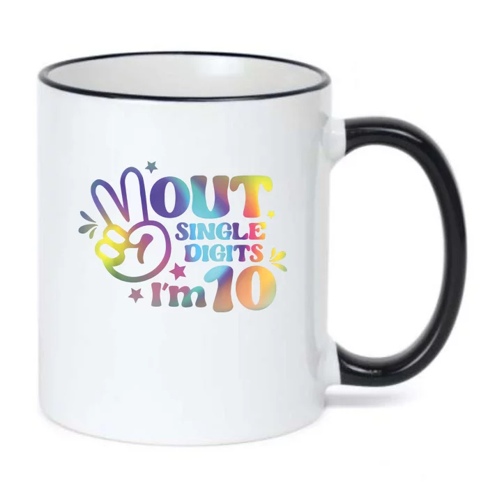 Peace Out Single Digits Im 10 Year Old 10th Birthday Girl Black Color Changing Mug