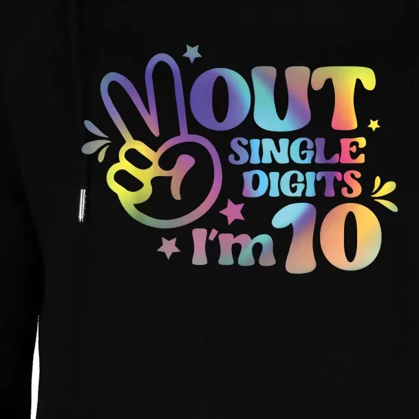 Peace Out Single Digits Im 10 Year Old 10th Birthday Girl Womens Funnel Neck Pullover Hood