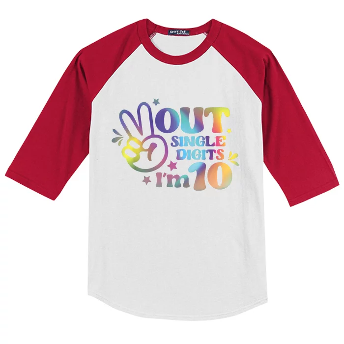 Peace Out Single Digits Im 10 Year Old 10th Birthday Girl Kids Colorblock Raglan Jersey