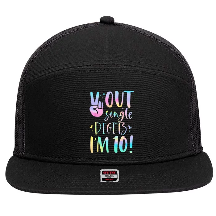 Peace Out Single Digits Im 10 Year Old 10th Birthday Girl 7 Panel Mesh Trucker Snapback Hat