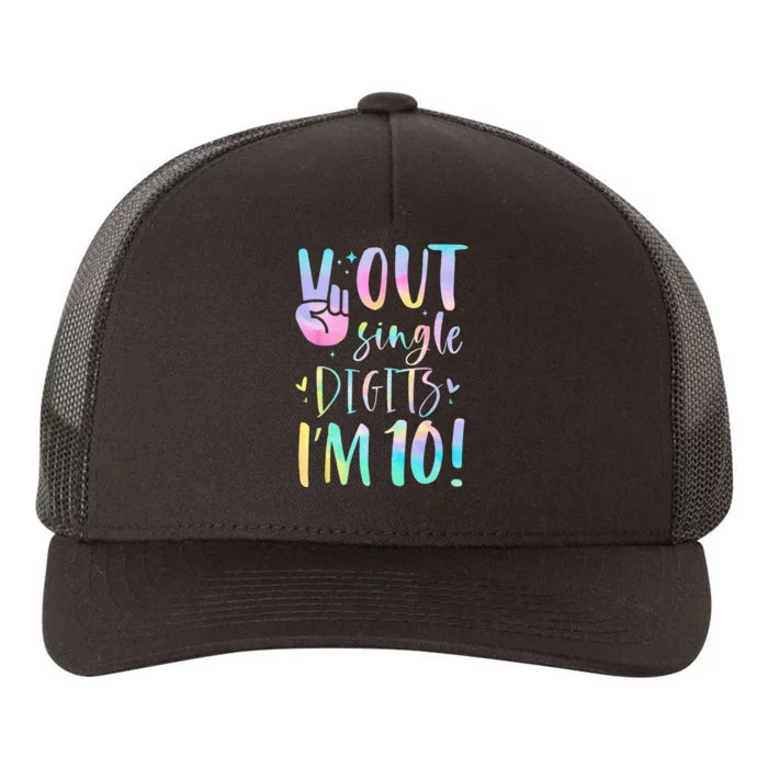 Peace Out Single Digits Im 10 Year Old 10th Birthday Girl Yupoong Adult 5-Panel Trucker Hat