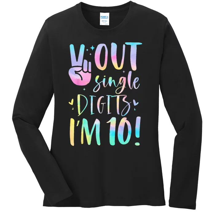 Peace Out Single Digits Im 10 Year Old 10th Birthday Girl Ladies Long Sleeve Shirt