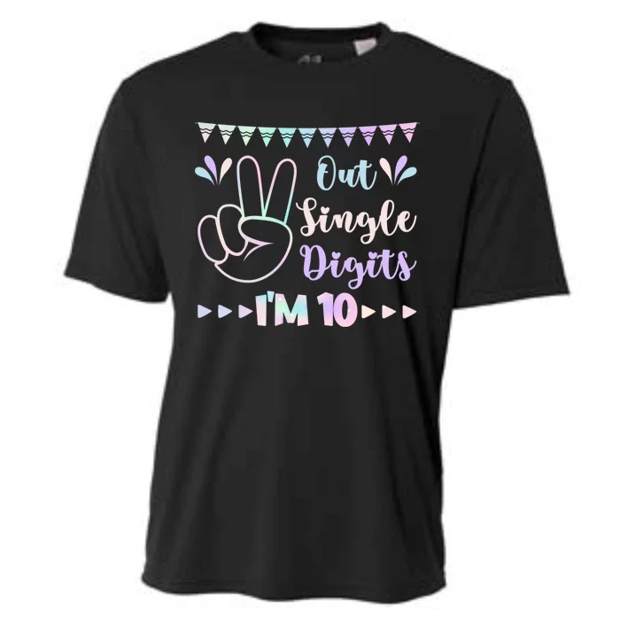 Peace Out Single Digits I'm 10 Gift Cooling Performance Crew T-Shirt