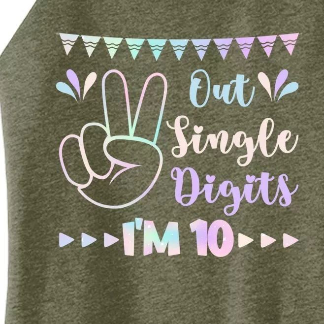 Peace Out Single Digits I'm 10 Gift Women’s Perfect Tri Rocker Tank