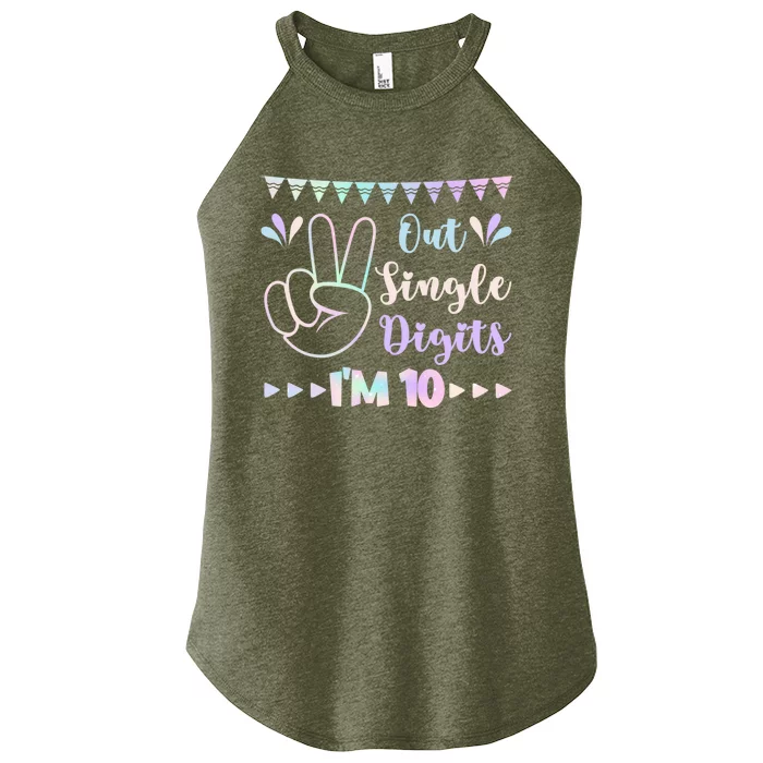 Peace Out Single Digits I'm 10 Gift Women’s Perfect Tri Rocker Tank