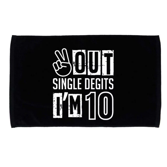 Peace Out Single Digits Im 10 Years Old Birthday Theme Microfiber Hand Towel