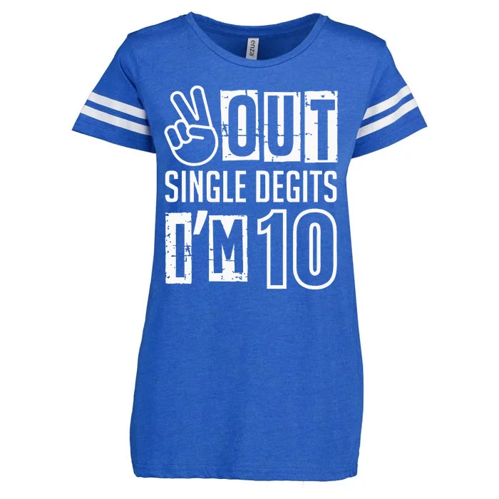 Peace Out Single Digits Im 10 Years Old Birthday Theme Enza Ladies Jersey Football T-Shirt