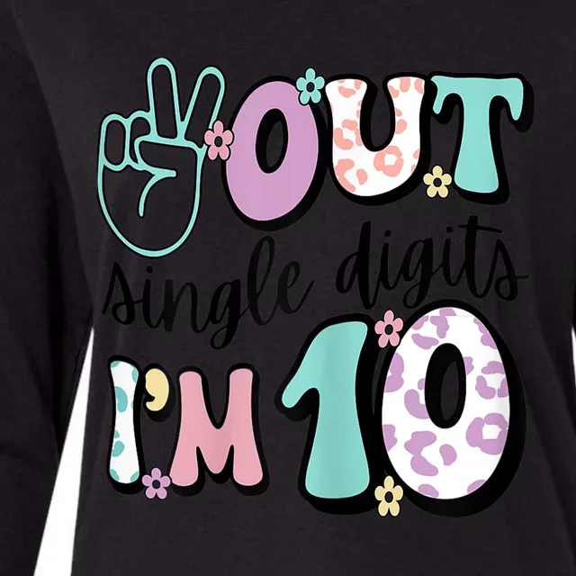 Peace Out Single Digits Im 10 Cute Retro 10th Birthday Ten Womens Cotton Relaxed Long Sleeve T-Shirt