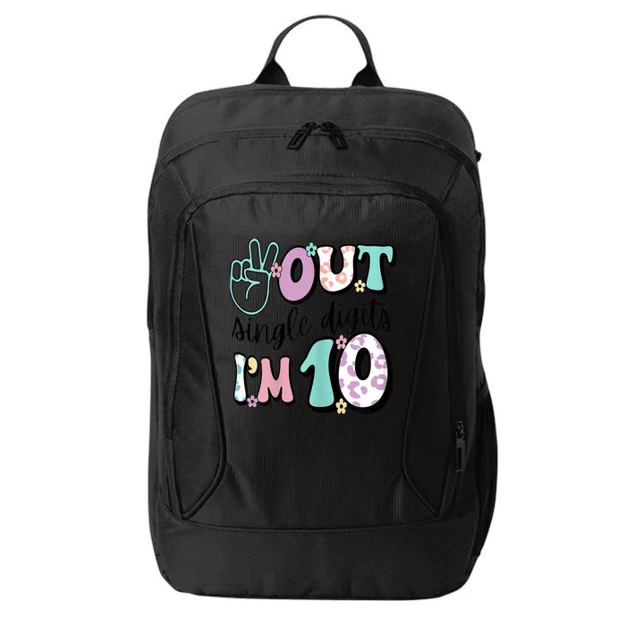 Peace Out Single Digits Im 10 Cute Retro 10th Birthday Ten City Backpack