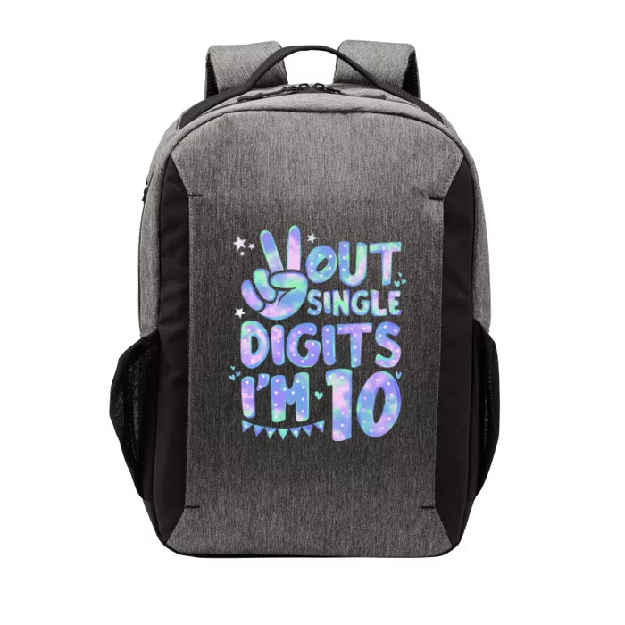 Peace Out Single Digits I'm 10 Year Old 10th Birthday Vector Backpack