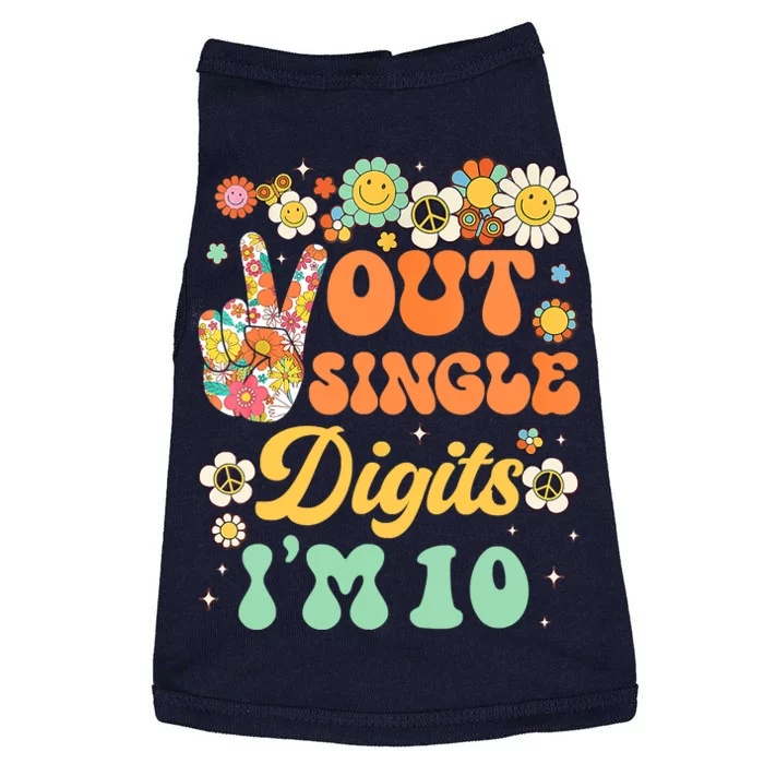 Peace Out Single Digits I'm 10 Retro Sunflower Groovy Doggie Tank