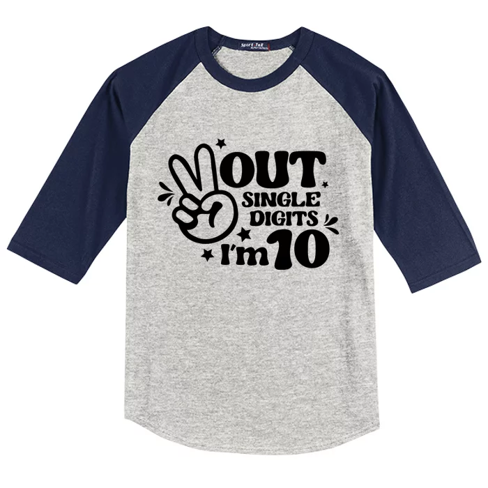 Peace Out Single Digits Im 10 Year Old 10th Birthday Girl Kids Colorblock Raglan Jersey