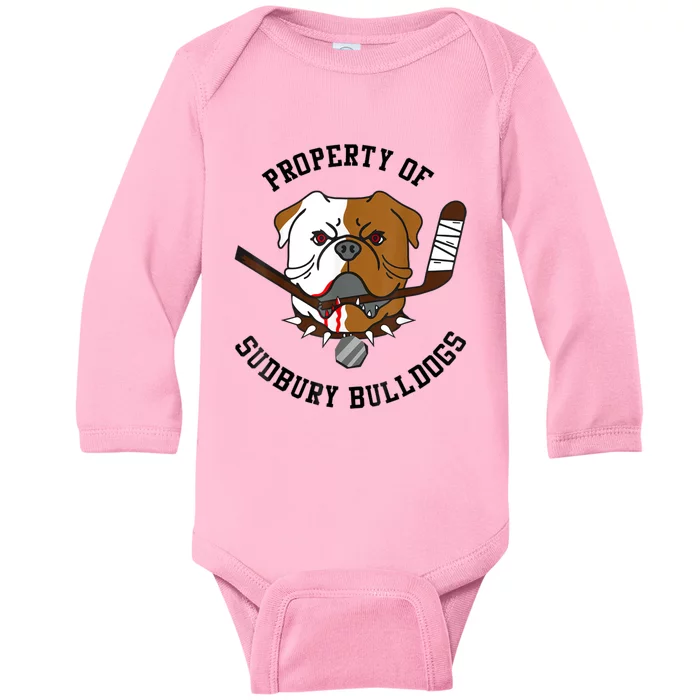 Property Of Sudbury Bulldog Funny Baby Long Sleeve Bodysuit