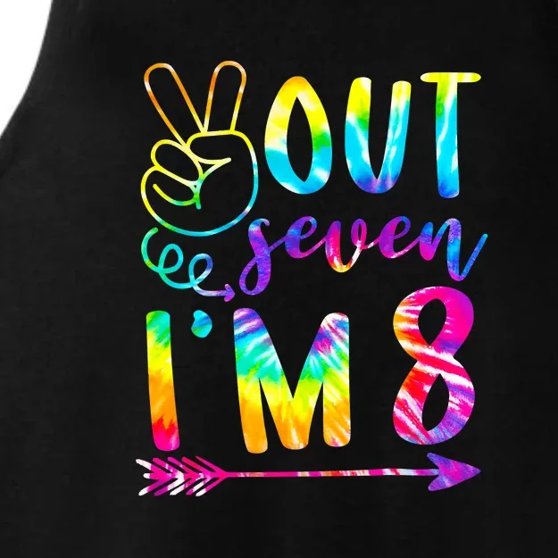 Peace Out Seven I'm 8 Tie Dye 8th Happy Birthday Girl Ladies Tri-Blend Wicking Tank