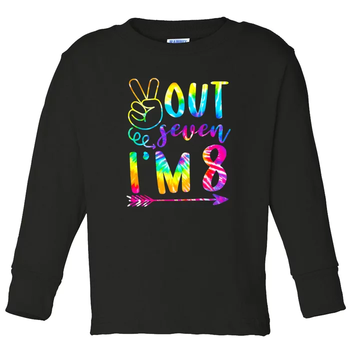 Peace Out Seven I'm 8 Tie Dye 8th Happy Birthday Girl Toddler Long Sleeve Shirt