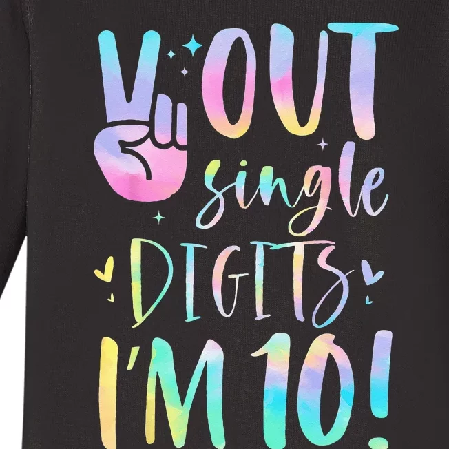 Peace Out Single Digits Im 10 Year Old 10th Birthday Girl Baby Long Sleeve Bodysuit