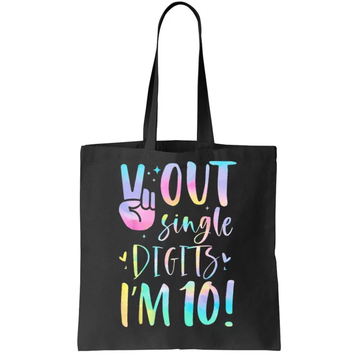 Peace Out Single Digits Im 10 Year Old 10th Birthday Girl Tote Bag