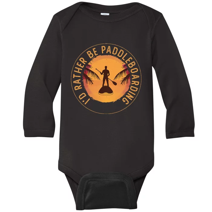 Paddleboarder On Sup Paddle Board For Standup Paddling Baby Long Sleeve Bodysuit