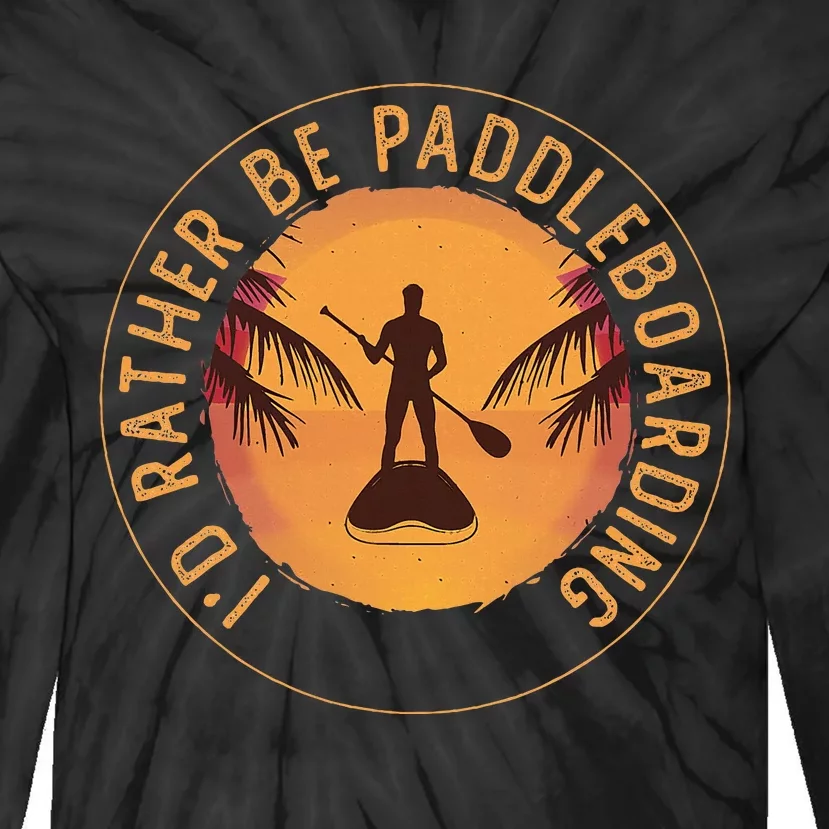 Paddleboarder On Sup Paddle Board For Standup Paddling Tie-Dye Long Sleeve Shirt