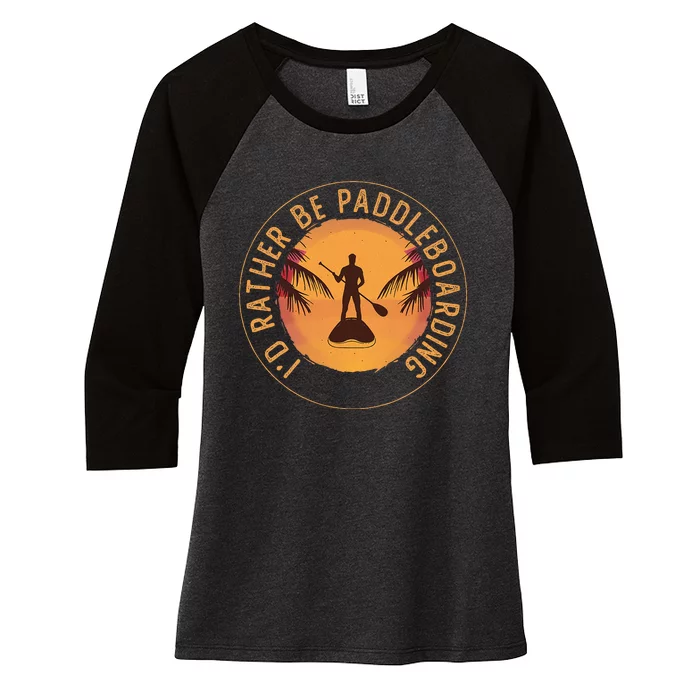 Paddleboarder On Sup Paddle Board For Standup Paddling Women's Tri-Blend 3/4-Sleeve Raglan Shirt