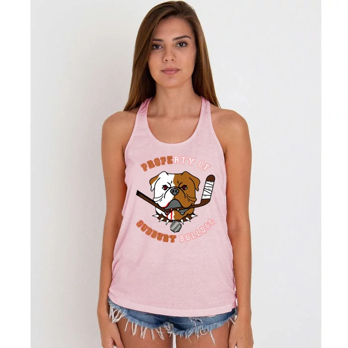 Property Of Sudbury Bulldog Women's Knotted Racerback Tank