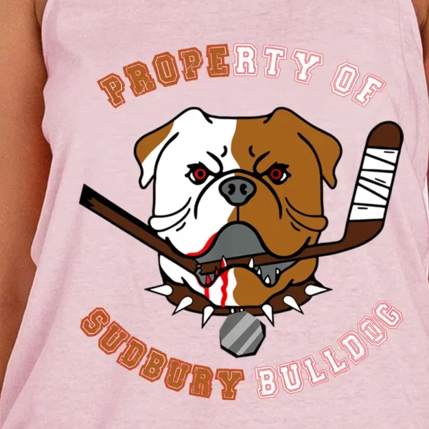 Property Of Sudbury Bulldog Women's Knotted Racerback Tank