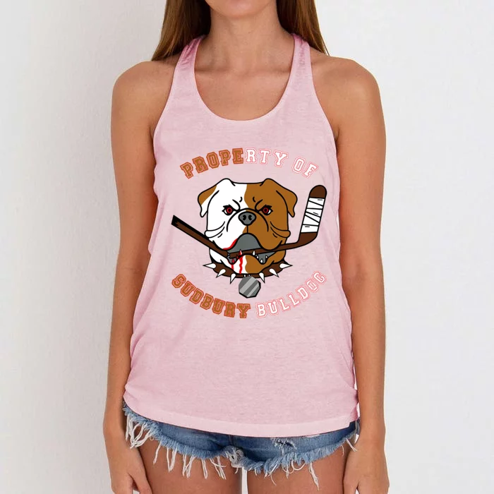 Property Of Sudbury Bulldog Women's Knotted Racerback Tank