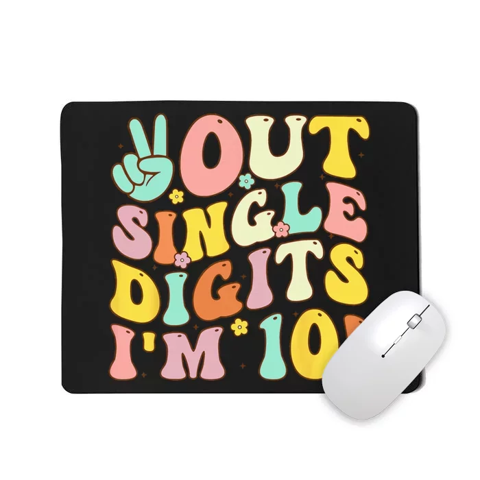 Peace Out Single Digits Retro Groovy 10th Birthday Mousepad