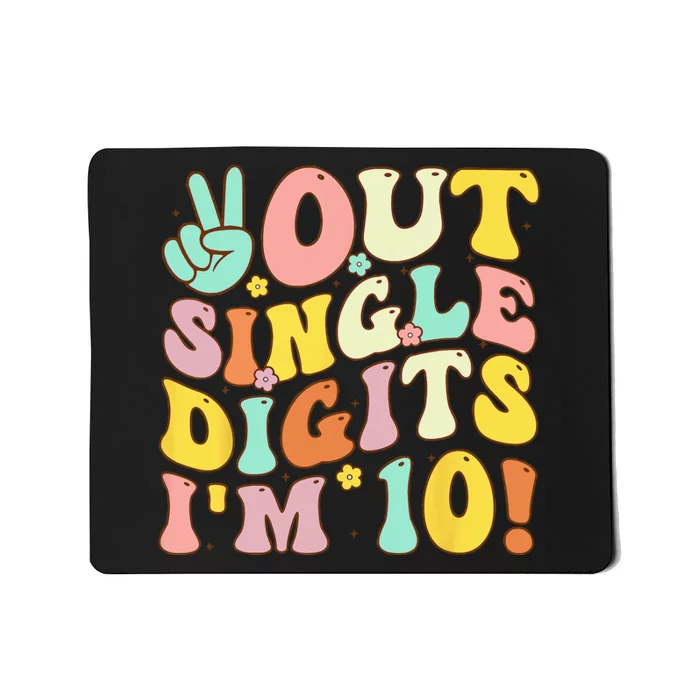 Peace Out Single Digits Retro Groovy 10th Birthday Mousepad