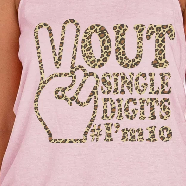 Peace Out Single Digits I'm 10 Leopard Gift Women's Knotted Racerback Tank